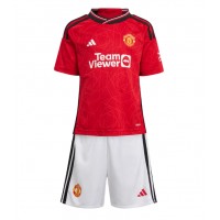 Manchester United Domáci Detský futbalový dres 2023-24 Krátky Rukáv (+ trenírky)